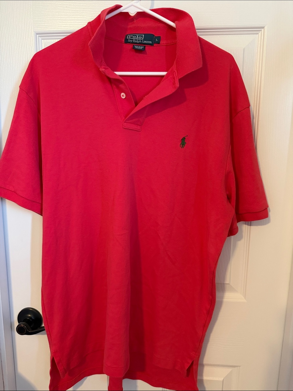 Polo by Ralph Lauren Men’s coral-pink Short-Sleeve Polo with Green Pony